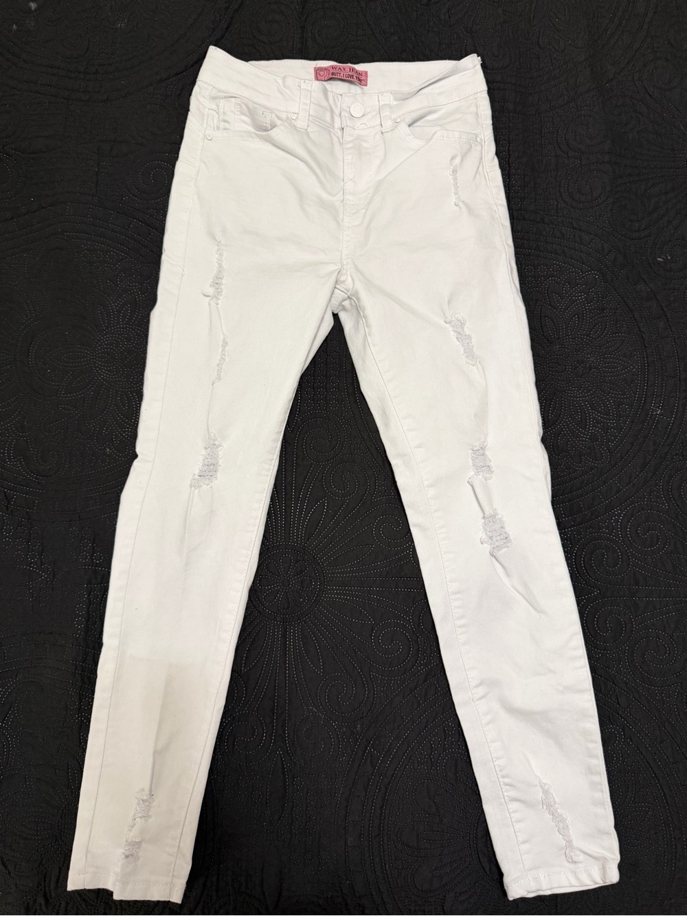 Wax Jean Women Skinny White Distressed Jeans